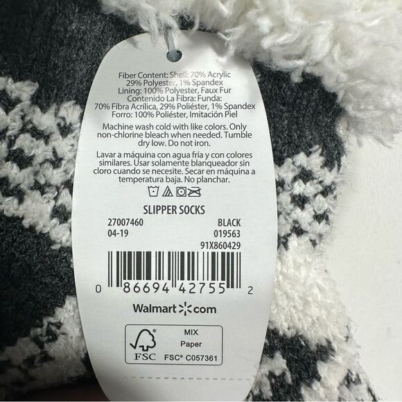 Secret Treasures Women's Multicolor Faux Fur Slipper Socks Size 4-10. 2 Pairs - Picture 9 of 9